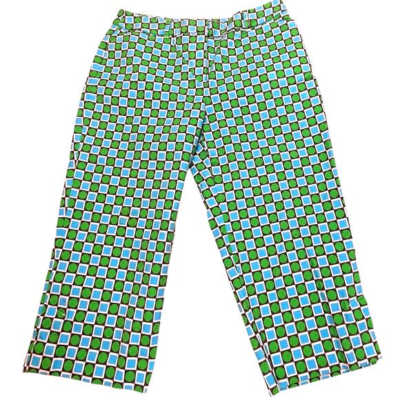 Talbots Petites Capri Green Turquoise Stretch Zipper Belt Loops Womens Size 8 - Picture 1 of 6